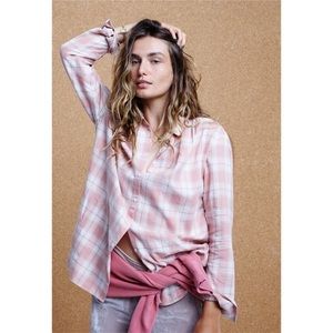 Madewell Central dusty rose Plaid oversized shirt